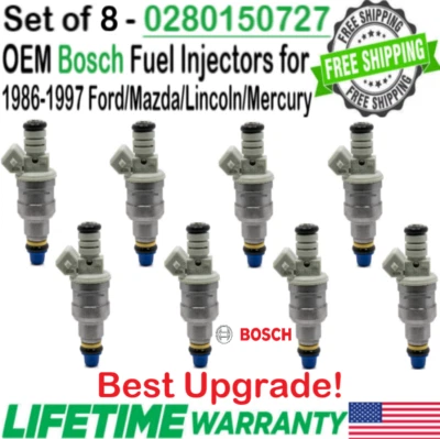 x8 Bosch Best Upgrade OEM Fuel Injectors for 1986-97 MERCURY/FORD/LINCOLN/MAZDA - Изображение 1 из 4