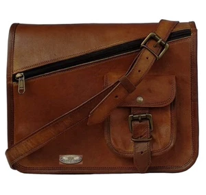 GVB 15" Women's Leather Vintage Laptop Shoulder Large Tote Brown Satchel Handbag - Picture 1 of 4