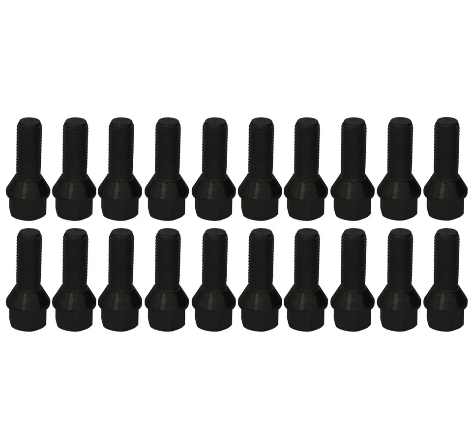 20x Radschrauben Radbolzen M14 x 1,25 28mm Kegelbund SW17 Schwarz - Bild 1 von 2