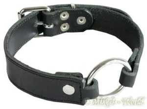 Ledapol - Wide Genuine Leather Collar with Ring Black - Picture 1 of 1
