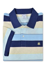 Brooks Brothers Heather Blue Multi Stripe Sim Fit Polo Shirt, 2XL XXL 8091-4 - Picture 1 of 2