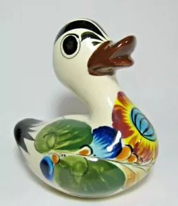 Pato de cerámica mexicano vintage pintado a mano diseño floral firmado ¡BONITO! - Imagen 1 de 11