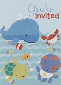Under The Sea Pals Party Invitations - 5.5" x 4" 8 Pcs - Picture 1 of 4