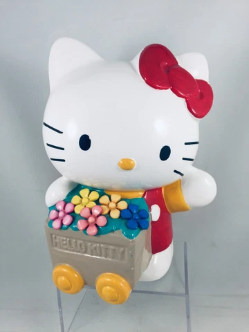 Sanrio Hello Kitty flower cart ceramic coin bank Japan 90s Cover