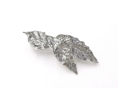 Grampo de cabelo folhas texturizadas metal tom ouro/prata folha barrette 3,1" de comprimento - Imagem 1 de 4