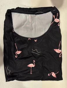 Women's Large Long-Sleeve Pajamas Set, Casual Flamingos Pattern - Black - Picture 1 of 5