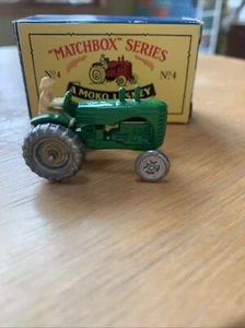 Vintage Matchbox Series A Moko Lesney No 4 Green Tractor Original Box Car - Bild 1 von 4
