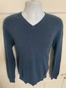Polo Ralph Lauren Denim Blue 100% Pima Cotton Signature Sweater, Men's S/P - Picture 1 of 8