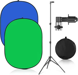 Portable Green Screen Backdrop with Stand,Foldable 5X7Ft Chromakey Blue&Green Sc - Picture 1 of 6