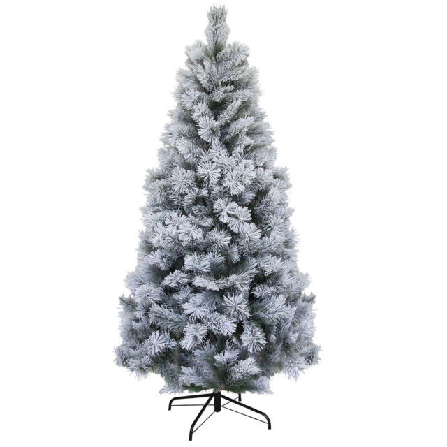 Flora Des Alpes 210cm Albero di Natale Floccato - Verde con Effetto Neve Ralistico