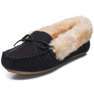 Alpine Swiss Leah Women’s Moccasin Slippers | Faux Fur Lined Slip-On House - Picture 1 of 31