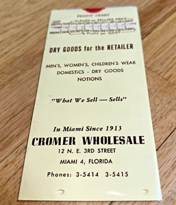Vintage CROMER ALL'INGROSSO Prodotti Secchi - TABELLA PROFITTI - 12 N.E. 3RD STREET MIAMI - Foto 1 di 6