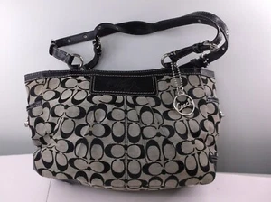 Coach Signature Pleated Gallery Brown Tote Canvas Leather F14281 Handbag  EUC - Picture 1 of 9