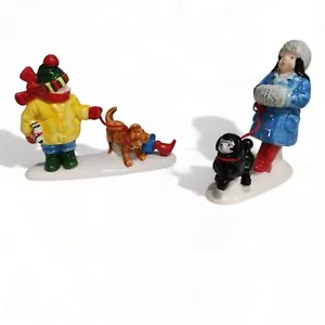 Department 56 Snow Village Pets On Parade Set Of 2 Hand painted Accessories New - Picture 1 of 9