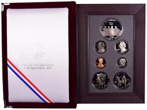 1996 US PRESTIGE Proof 7 Coin Olympic Rowing Silver Dollar Soccer Half Box + COA - Picture 1 of 6