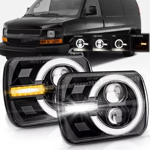 For Chevy Express Cargo Van 1500 2500 3500 7x6 5x7 LED Headlights Hi/Lo DRL Turn - Foto 1 di 17