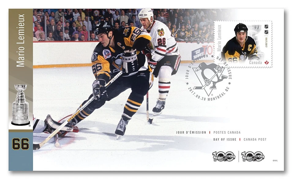 MARIO LEMIEUX = HOCKEY, NHL 100th = ULTIMATE SIX, Official FDC Canada 2017 - Image 1 of 1