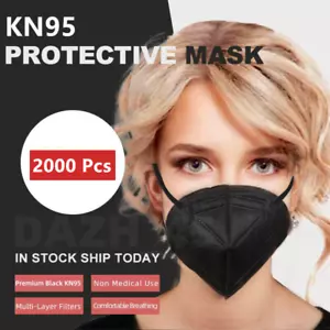 2000PCs Black KN95 Protective 5 Layer Face Mask Disposable Mask USA Seller - Picture 1 of 3