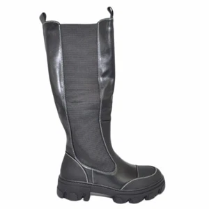 Stivali donna combat boots gomma alta con elastico cuciture contrasto chelsea ne - Foto 1 di 9