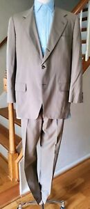 Vtg Southwick  Brown Wool Men 2 Roll Buttons Ivy Sack  Suit 42, Pants 36X30 USA