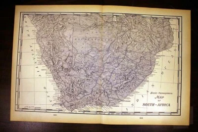 Antique Scenic Topographical Map of South Africa 1901 Cram's 14½" x 22" - Image 1 of 3