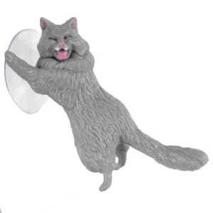Cute Kitten Cat Cell Phone Resin Suction Cup Holder Stand Dark Grey - Picture 1 of 5