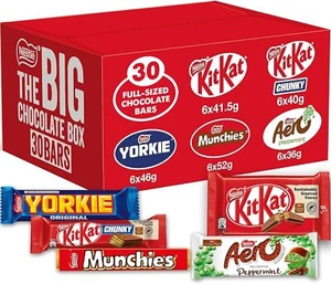 Nestlé The Big Chocolate Box, 30 xBars KitKat Chunky, Yorkie, Aero, Munchies - Picture 1 of 6