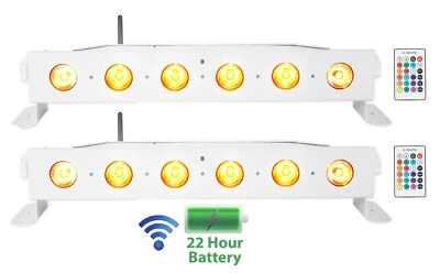 (2) Rockville BEST STRIP 60 White Rechargeable Wash Light Bars w/Wireless DMX - Image 1 of 4