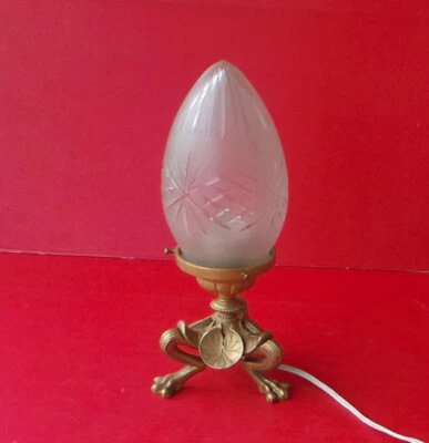 LAMPE ART DECO BRONZE A PIED GRIFFE ET TULIPE - Photo 1/4