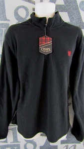 New Chaps Black Men 2XL 1/4 Zip Fleece Pullover Jacket Logo MSRP $60 - Picture 1 of 8