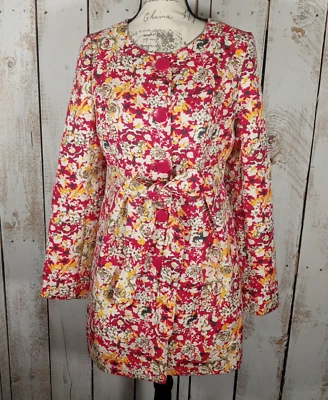 Anthropologie Peacoat Tulle Belted Women Sz Medium Floral Cottagecore Boho - Image 1 of 4