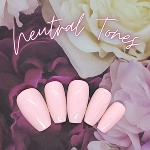 #05 Pink Beige Nude Press On Nails | Handmade | Hard Gel Glue On Nails - Bild 1 von 9