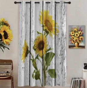 Warm Tour Window Curtain Panel Rustic Sunflower Farm 52"W x 72"H - A0190 - Picture 1 of 8