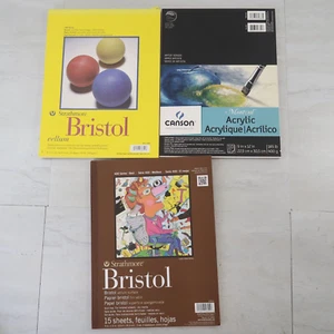 Bristol Vellum, Canson Acylic, Strathmore Paper Pad Sheets Lot of 3 - Picture 1 of 8