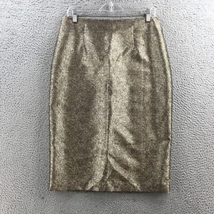 Worthington Midi Pencil Skirt Womens 12 Gold Zip Fly Pull On Casual Comfort NEW - Picture 1 of 15