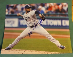 COLOME, ALEX 2013--2018. TAMPA BAY RAYS SIGNED BASEBALL PHOTO - Imagen 1 de 1