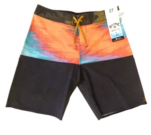 NWT Billabong Pro Boardshorts Boys Youth Blue Camouflage Blk Orange Size 27 - Picture 1 of 6