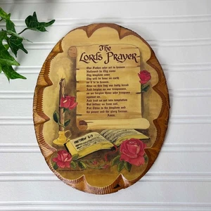 The Lords Prayer 1987 Wintermute Rustic Wood Plaque 11" X 8-3/4" Scalloped Edge - Picture 1 of 6
