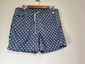 Polo Ralph Lauren Swim Shorts Mens Medium Blue Polka Dot Mesh Lined Swimwear - Picture 1 of 8