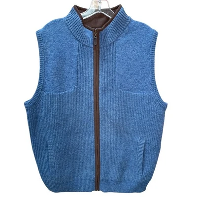 L.L.Bean водоплавающих птиц синий мериносовой шерсти ягненка шерсти молнии жилет мужской L обычный свитер - Изображение 1 из 4