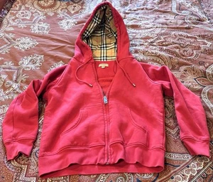 Burberry Women’s Red Full Zip Hoodie, Size S, Preowned, Needs Cleaning - Picture 1 of 6