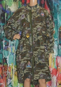 YH Studio Damen Mantel grün Camouflage knielang Größe XL - Bild 1 von 14