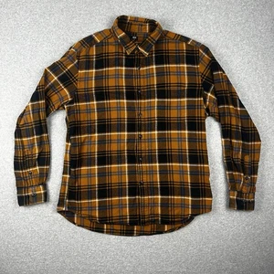 Uniqlo Men's Long Sleeve Button Up Flannel Shirt Size XL Plaid Rust Orange - Foto 1 di 9
