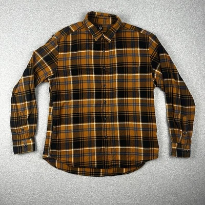 Camisa de franela con botones de manga larga Uniqlo para hombre talla XL a cuadros naranja óxido Foto 1 de 4