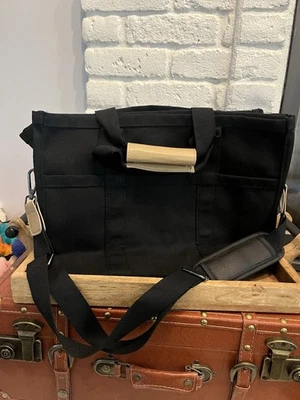 NWOT, Black Canvas Laptop Bag, New, 15 x 11 x 5.5 Inches, Sturdy Bottom, Pockets - Image 1 of 4