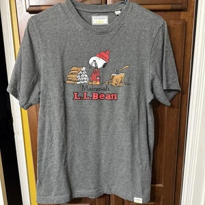 LL Bean x Snoopy Peanuts Gray T-Shirt Maine-ah Size Small - Picture 1 of 3