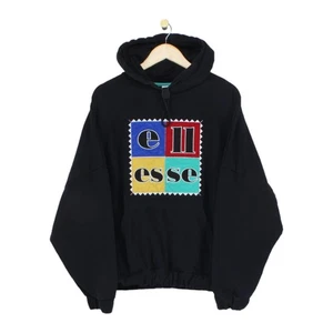 Ellesse Oversized Hoodie Big Logo Sweatshirt Black Womens Size 10 - Picture 1 of 14