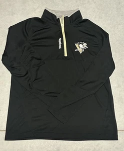 Reebok Pittsburgh Penguins NHL Center Ice 1/4 Zip Pullover Black PlayDry Men’s M - Picture 1 of 3