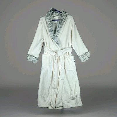 Carole Hochman Robe Womens Small White Faux Fur Plush Belted Cozy Lounge Warm - Image 1 of 4