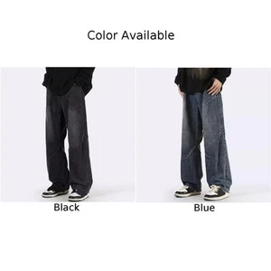Mens Long Length Straight Pants with Unique Splicing Features Available - Picture 1 of 22